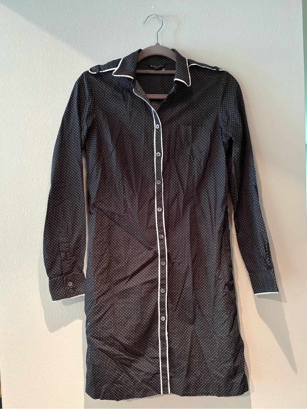 Brooks Brothers Blue Polka Dot Shirt Dress size 2 no belt